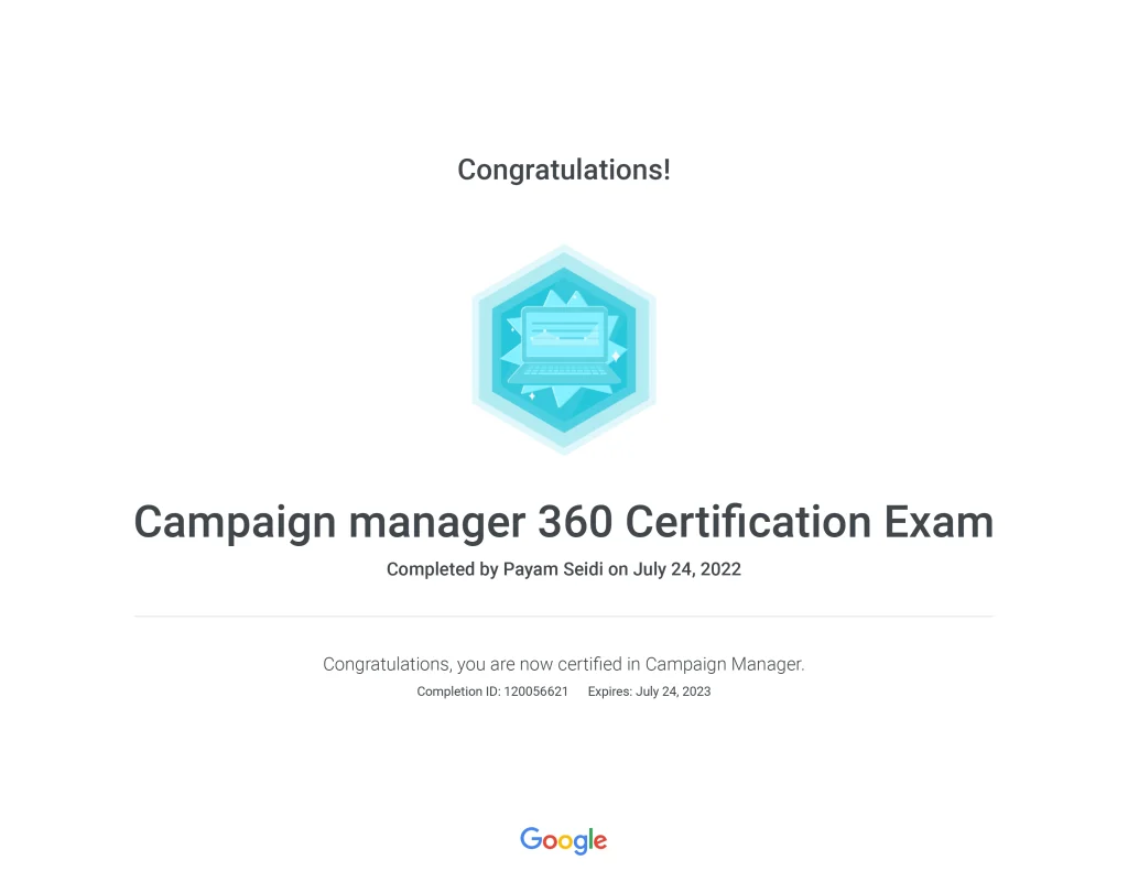Campaign manager 360 Certification Exam _ Google