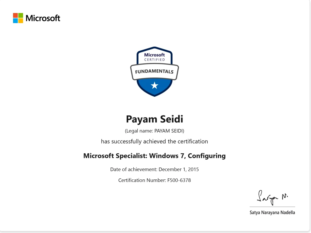 Certifications - payamseidi _ Microsoft Docs