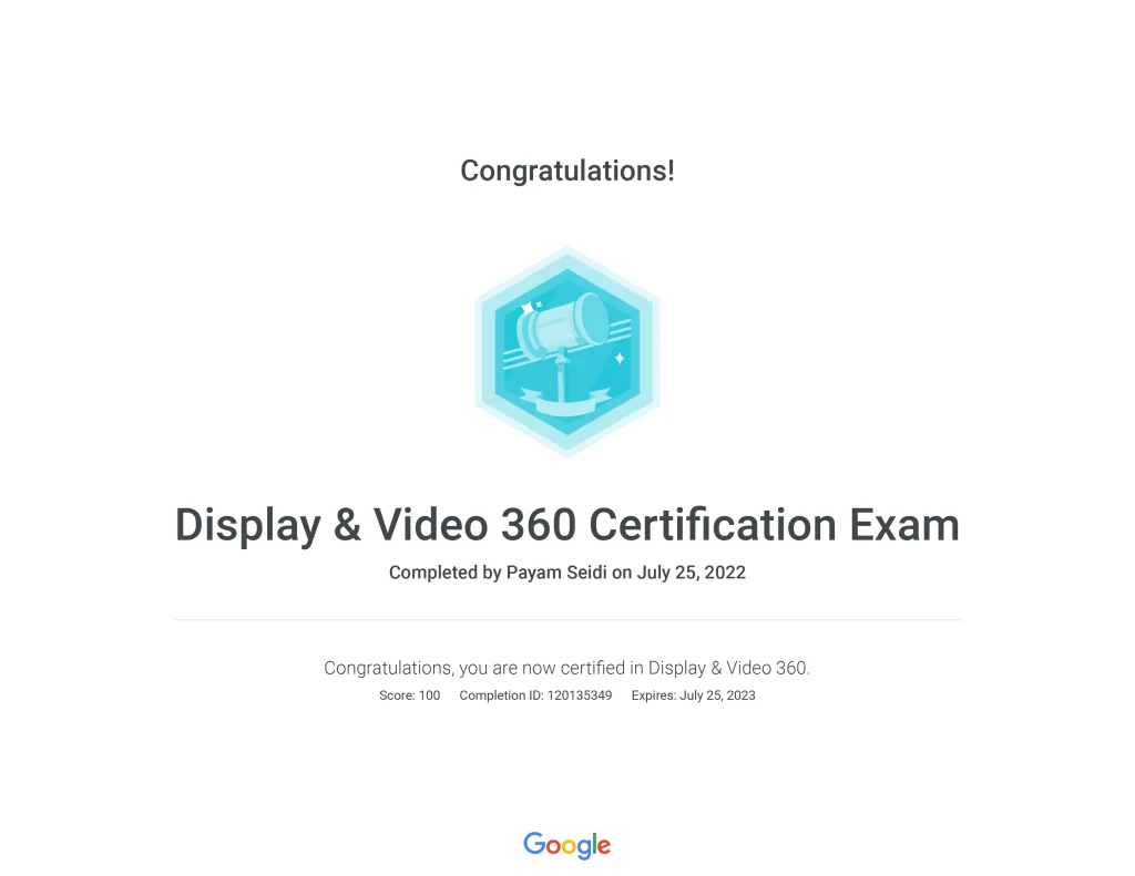 Display & Video 360 Certification Exam _ Google
