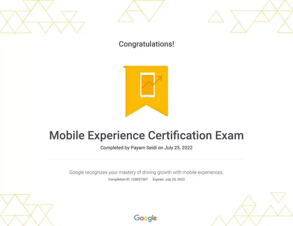 Mobile Experience Certification Exam _ Google