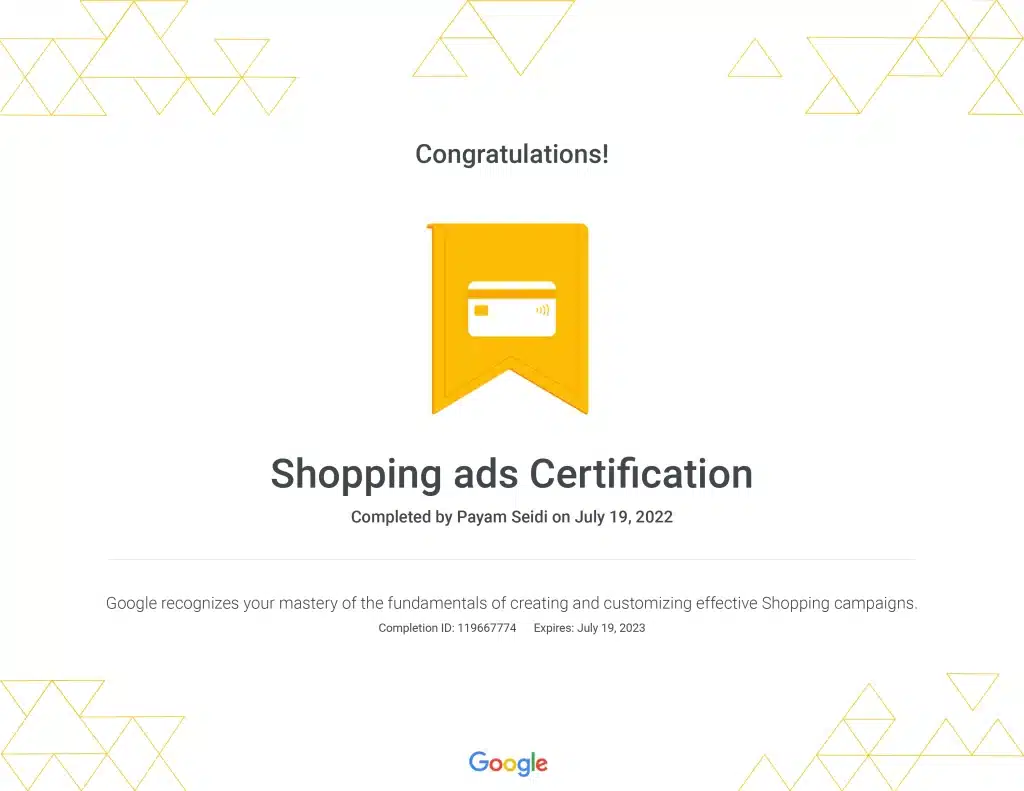 Shopping ads Certification _ Google