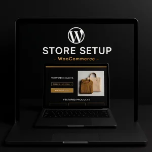 Modern WooCommerce store homepage designed by Payam Seidi, shown on a Microsoft Surface laptop.