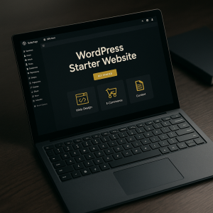 WordPress Starter Website mockup shown on a Microsoft Surface — custom-designed by Payam Seidi.