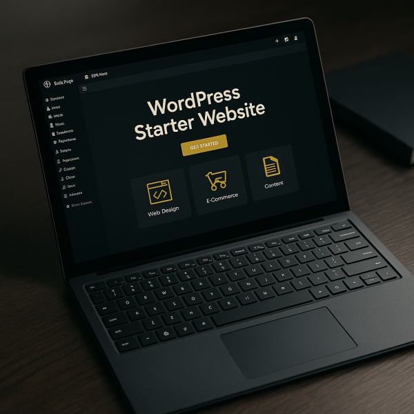 WordPress Starter Website mockup shown on a Microsoft Surface — custom-designed by Payam Seidi.