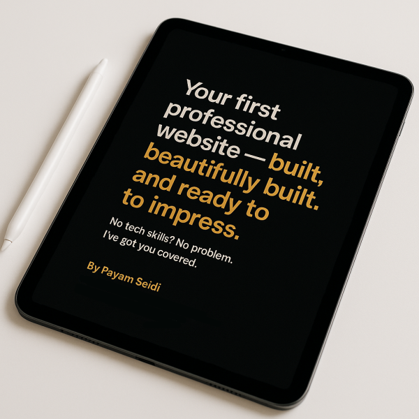 WordPress Starter Website mockup shown on a Microsoft Surface — custom-designed by Payam Seidi.